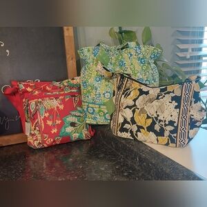 Vera Bradley Floral Shoulder Bags - Red, Green, Yellow